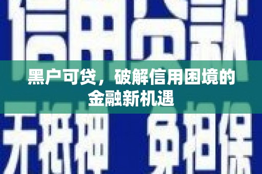 怀集黑户可贷，破解信用困境的金融新机遇